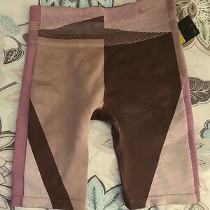 Nike Women's Brown and Pink Geometric Bike Shorts